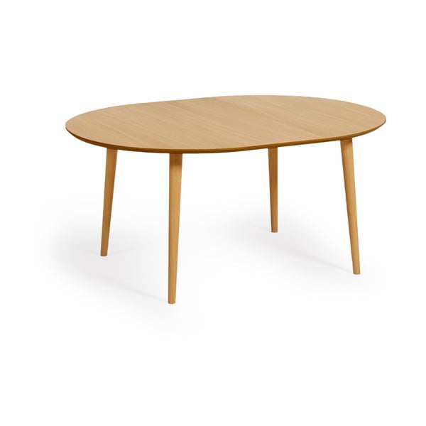 Natúr színű bővíthető étkezőasztal tölgyfa dekorral ø 120 cm Oqui – Kave Home-image-2