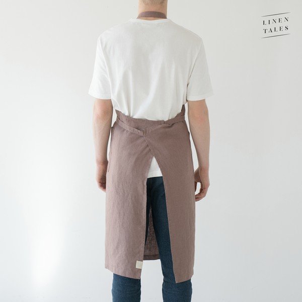 Chef lila len kötény, hosszúság 100 cm - Linen Tales-image-2