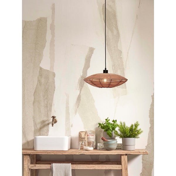 Natúr színű függőlámpa rattan búrával ø 40 cm Tanami – Good&Mojo-image-1