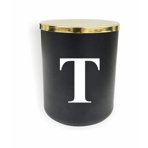 Monogram Glass Candle T fekete-fehér gyertya - North Carolina Scandinavian Home Decors