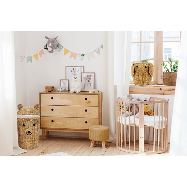 Natúr színű vízijácint játéktároló kosár ø 30x35 cm Elephant – Compactor-image-2