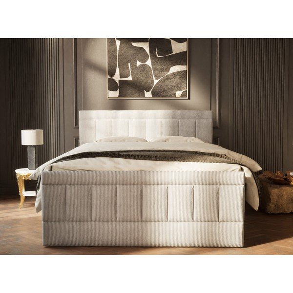 Szürke ágyneműtartós boxspring ágy 160x200 cm Caya – Maison de Rêve-image-4
