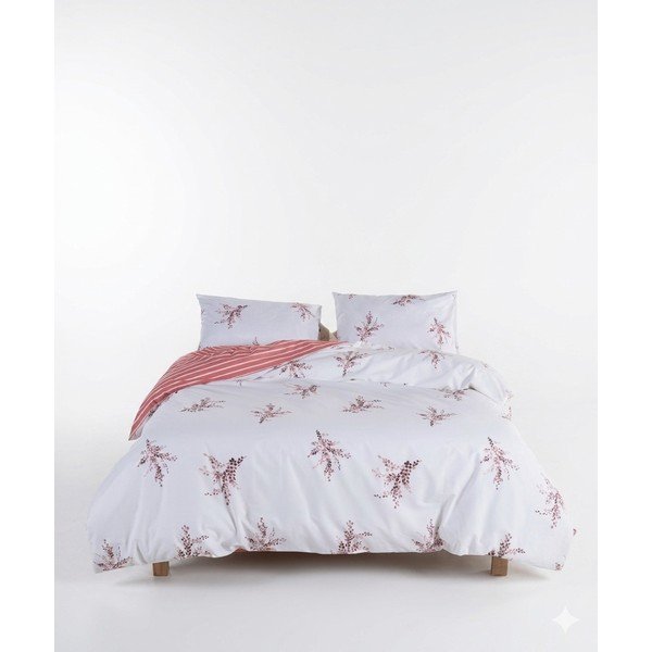 Fehér-rózsaszín egyszemélyes renforcé pamut ágyneműhuzat 140x200 cm Breeze Floral – Mila Home Luxury