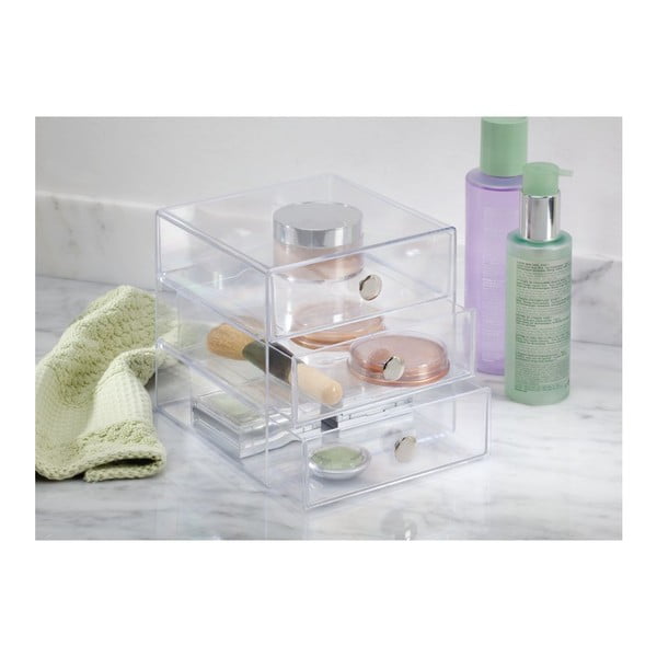 Original átlátszó tárolódoboz 3 fiókkal, magasság 16,5 cm - iDesign-image-1