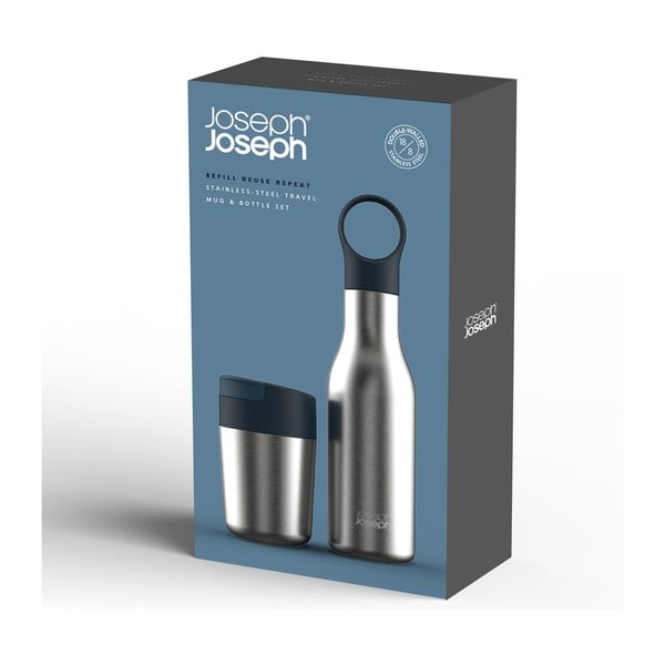 Rozsdamentes acél utazó ivópalack és bögre készlet Loop&Sipp - Joseph Joseph-image-4