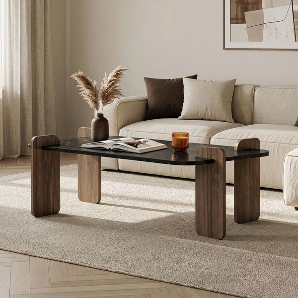 Fekete dohányzóasztal 60x120 cm Renard – Nordure-image-1