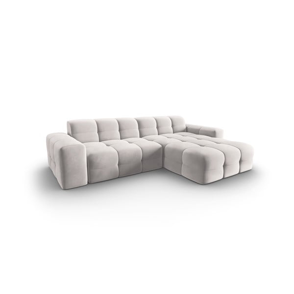 Világosszürke bársony sarokkanapé (jobb oldali) Kendal – Micadoni Home-image-3