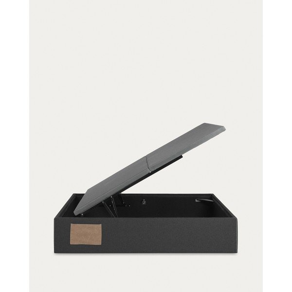 Fekete kárpitozott ágyneműtartós franciaágy 160x200 cm Matters – Kave Home-image-4