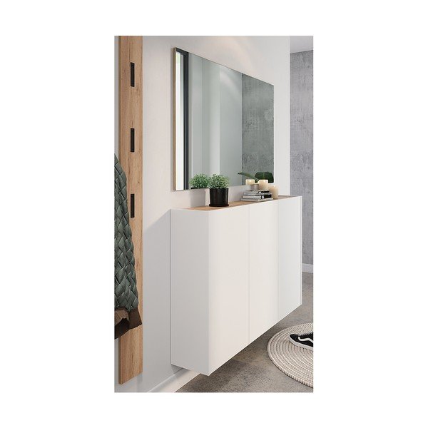 Fehér-natúr színű előszoba bútor tölgyfa dekorral Libbiano – Germania-image-1