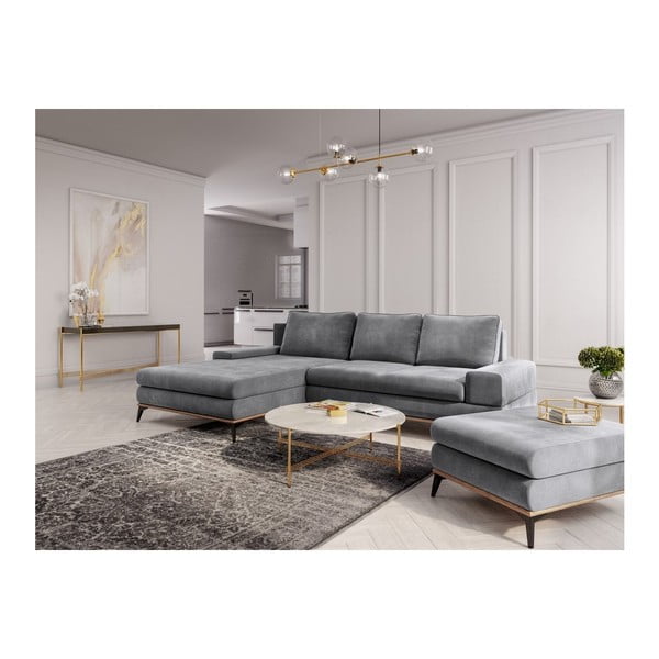 Astre szürke puff bársony kárpittal - Windsor & Co Sofas-image-3