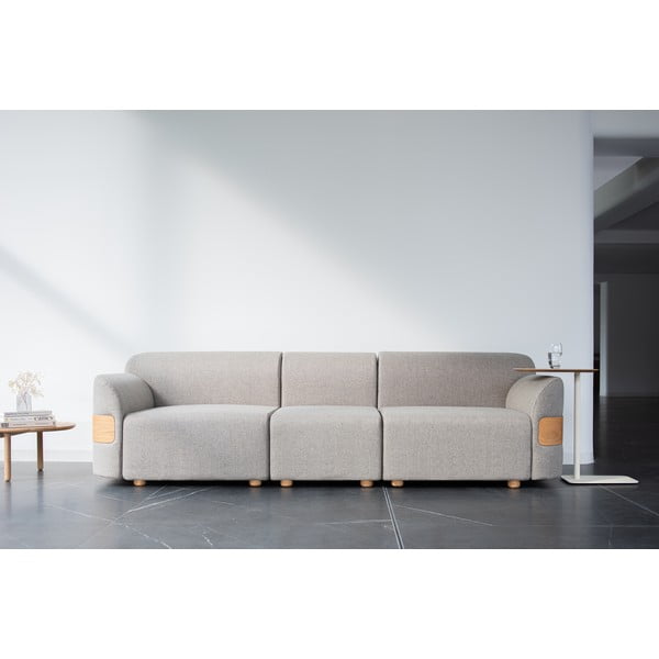 Világosszürke gyapjú-len kanapé modul (középső) Hugg - Gazzda-image-1