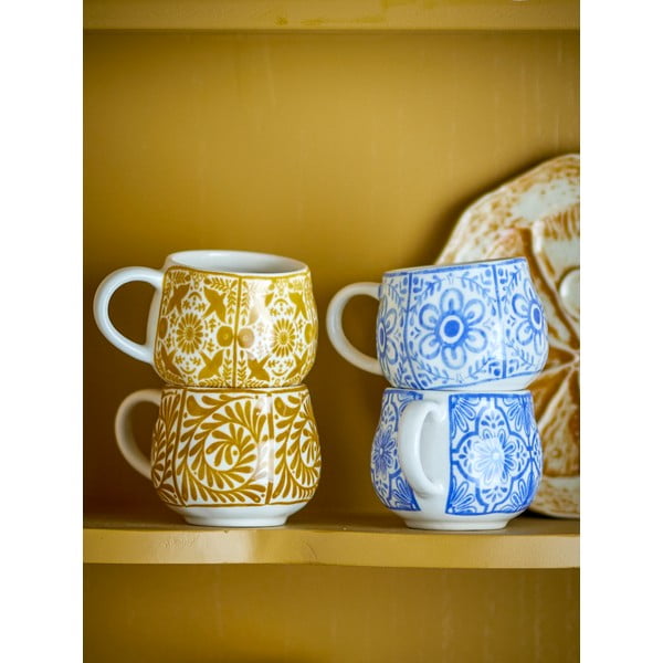 Kék-narancssárga kőedény eszpresszó csésze szett 4 db-os 155 ml Milton – Bloomingville-image-2