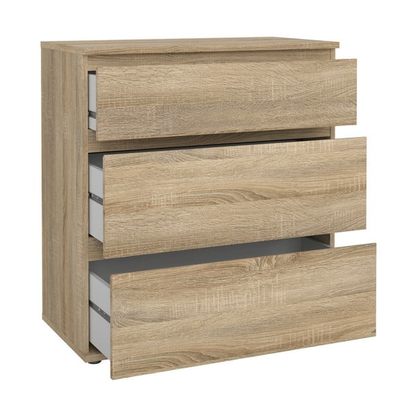 Natúr színű alacsony komód tölgyfa dekorral 77x84 cm Nova – Tvilum-image-3