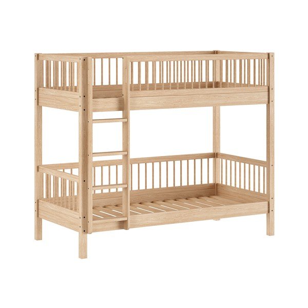 Natúr színű bükkfa emeletes gyerekágy ágyráccsal 90x200 cm Forrest – Vipack-image-2
