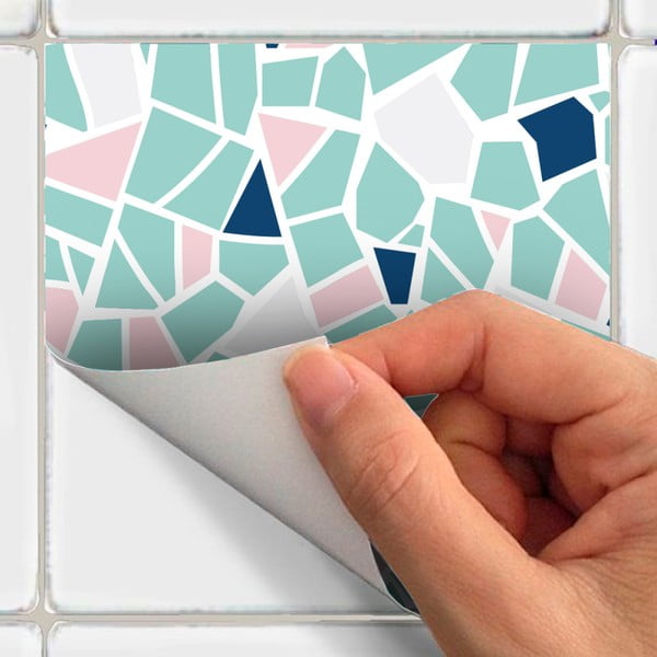 Cement Tile Stickers Terrazzo Aqua 24 db falmatrica, 10 x 10 cm - Ambiance-image-1