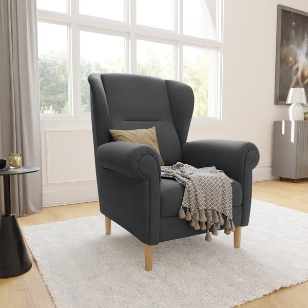 Sötétszürke füles fotel Swan – Ropez-image-3