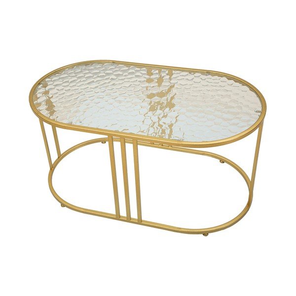 Fehér-aranyszínű dohányzóasztal üveg asztallappal 50x90 cm Antalia – Mauro Ferretti-image-2