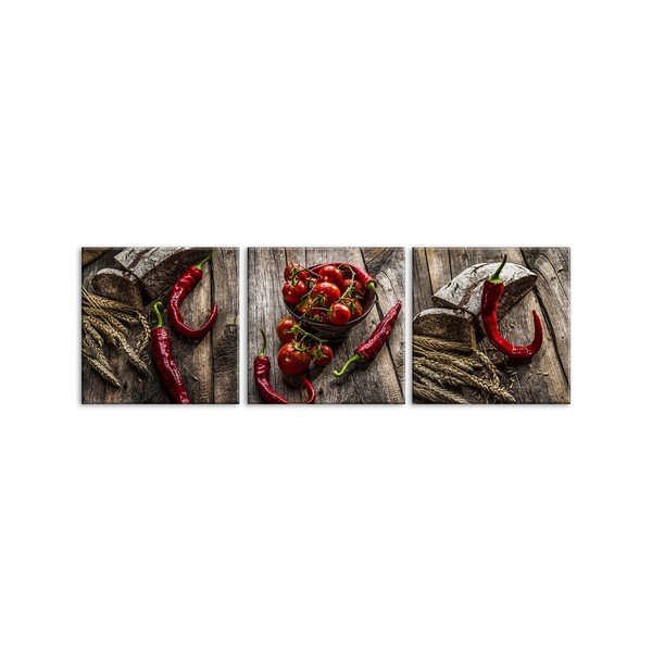 Glasspik Set Red Peppers 3 részes kép szett, - Styler