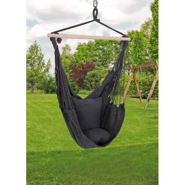 Fekete párnázott kerti függőfotel Tobago – Garden Pleasure-image-1