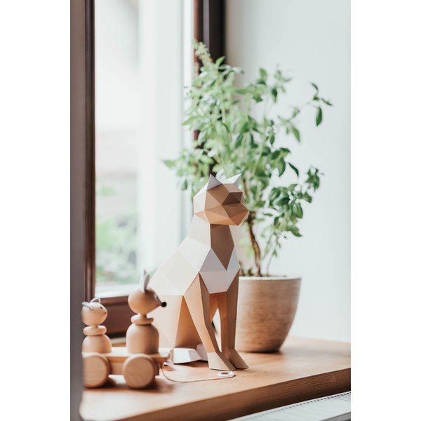 Cica barna kreatív hajtogatható papírfigura - Papertime-image-1