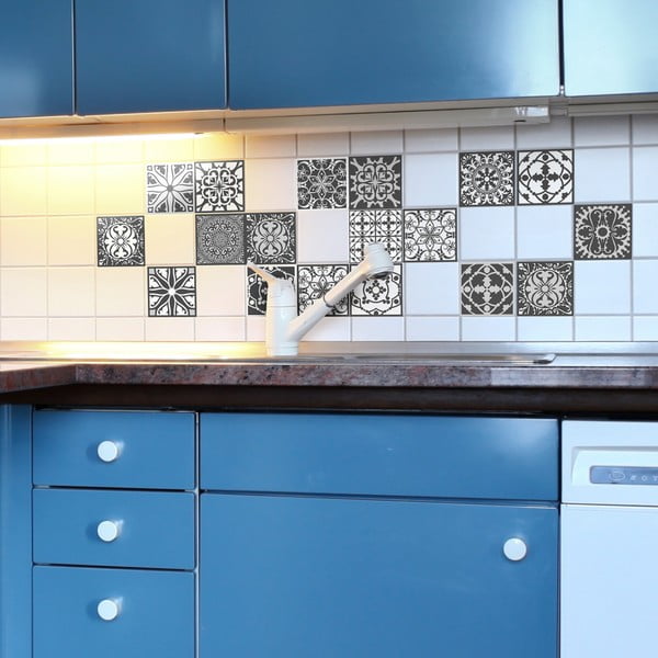 Noir 16 részes dekorációs falmatrica szett, 15 x 15 cm - Ambiance-image-3