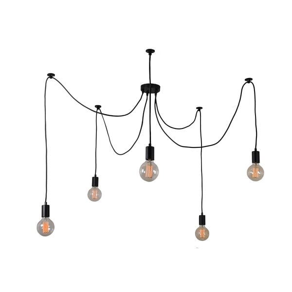 Spider Lamp fekete 5 ágú mennyezeti függőlámpa - Filament Style