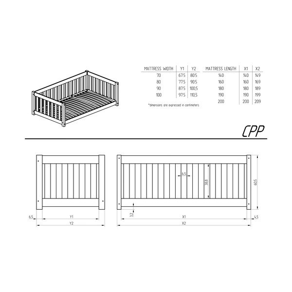 Natúr színű ágyneműtartós gyerekágy kihúzható pótággyal, ágyráccsal 90x190 cm CPP – Adeko-image-2