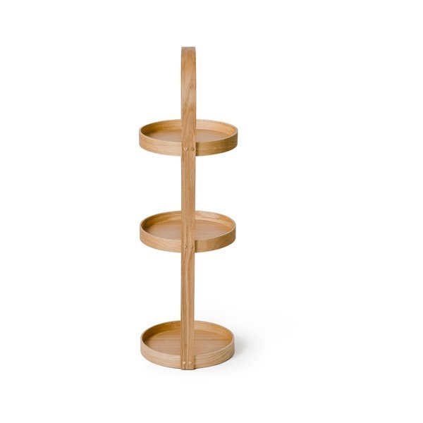 Round Caddy Mezza tölgyfa fürdőszobai állvány, 3 polcos - Wireworks-image-3