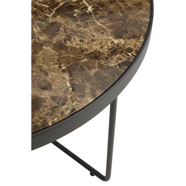 Barna acél kerek dohányzóasztal ø 80 cm Gellina – Ellos Home-image-2