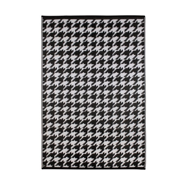 Houndstooth fekete-fehér kültéri szőnyeg, 150 x 240 cm - Green Decore