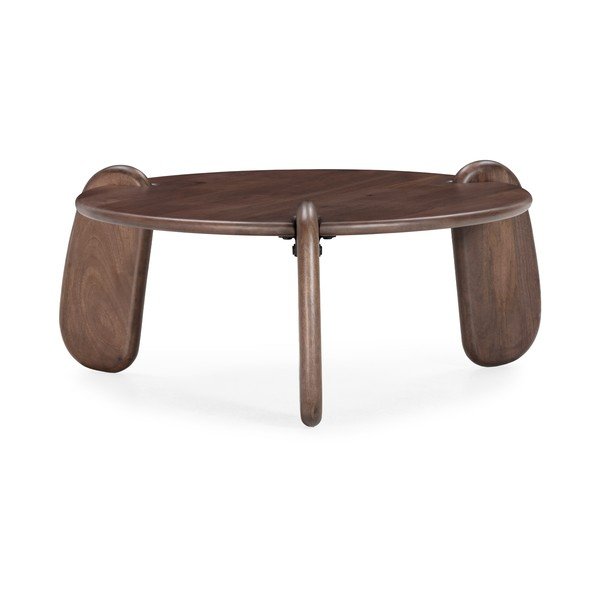 Sötétbarna mangófa kerek dohányzóasztal ø 80 cm Tamira – MOME