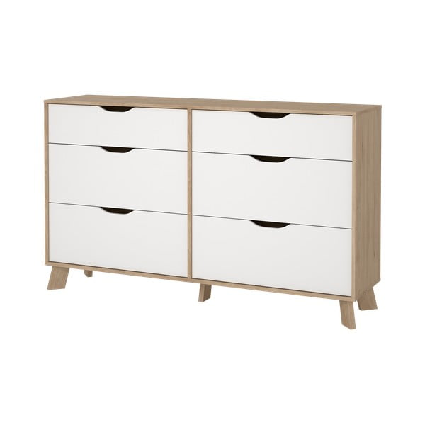 Fehér-natúr színű komód tölgyfa dekorral 156x92x40 cm Ikast – Tvilum-image-4