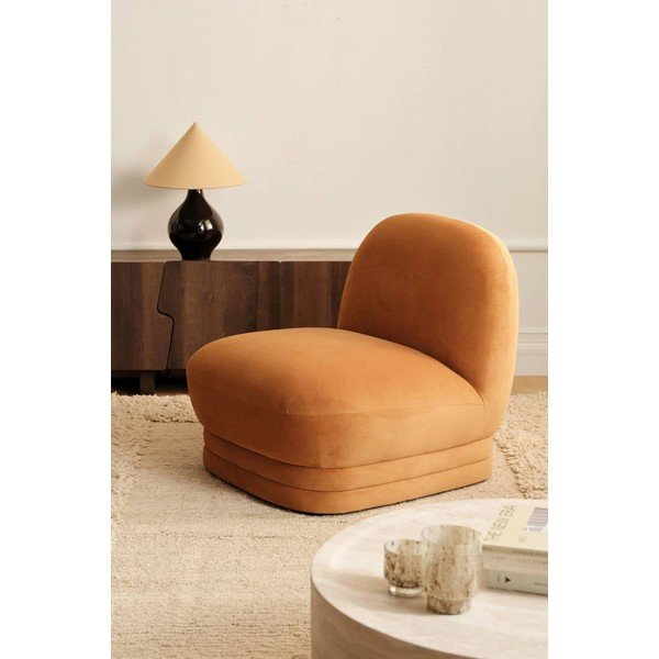 Narancssárga bársony fotel Cocos – Ellos Home-image-1