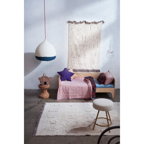 Krémszínű mosható kézi szövésű pamut gyerek szőnyeg 90x130 cm ABC – Lorena Canals-image-4