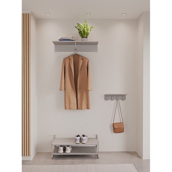 Világosszürke acél fali fogas polccal 11,5 cm A-Hallway – Zone-image-1