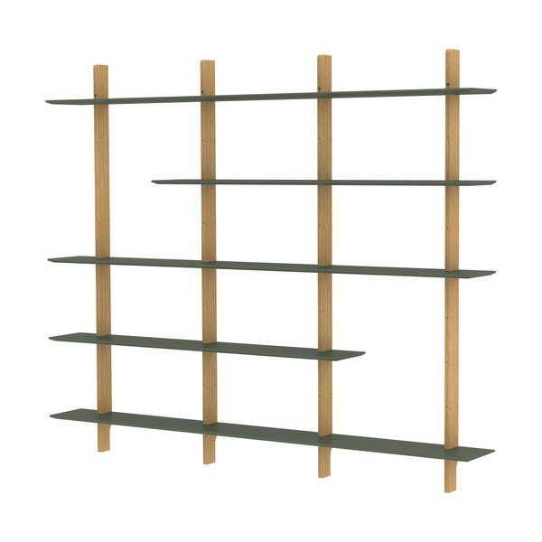 Zöld moduláris polcrendszer tölgyfa dekorral 224x190 cm Bridge - Tenzo-image-3