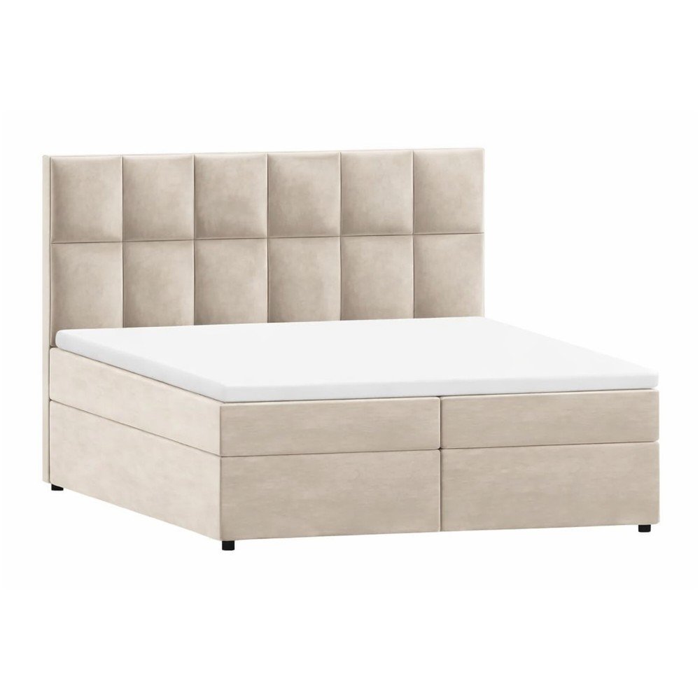 Bézs ágyneműtartós boxspring ágy 180x200 cm Flip Ropez