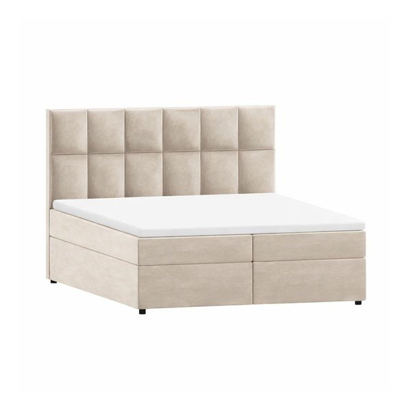 Bézs ágyneműtartós boxspring ágy 160x200 cm Flip – Ropez