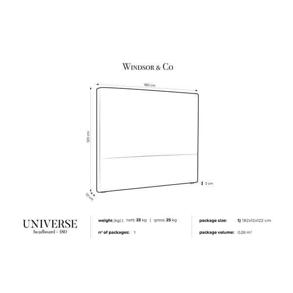 UNIVERSE fekete ágytámla, 180 x 120 cm - Windsor & Co Sofas-image-3