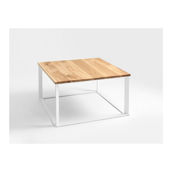 Skaden dohányzóasztal fehér lábazattal és tölgyfa asztallappal - Custom Form