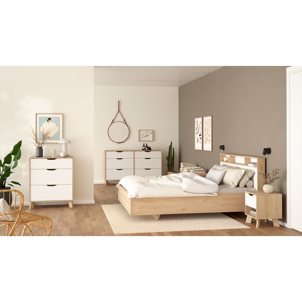 Fehér-natúr színű éjjeliszekrény Ikast – Tvilum-image-4