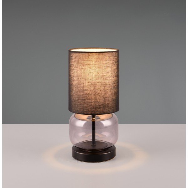 Fekete-lila asztali lámpa textil búrával (magasság 28,5 cm) Elio – Trio-image-1