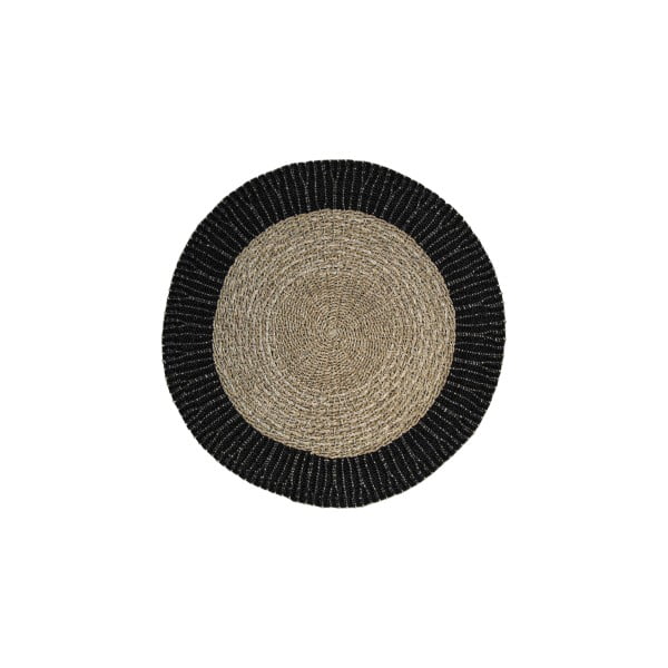 Malibu fekete-természetes kerek tengerifű szőnyeg, ⌀ 120 cm - HSM collection