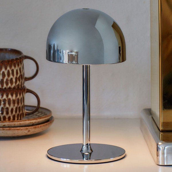 Ezüstszínű LED asztali lámpa távirányítóval, fém búrával (magasság 22 cm) Tim – Sirius-image-1