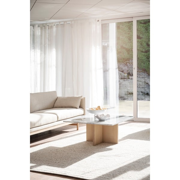 Fehér-natúr színű márvány dohányzóasztal 90x90 cm Brooksville - Rowico-image-3