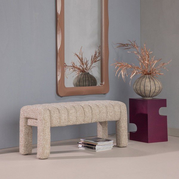 Világosbarna buklé párnázott pad Frex – WOOOD-image-1