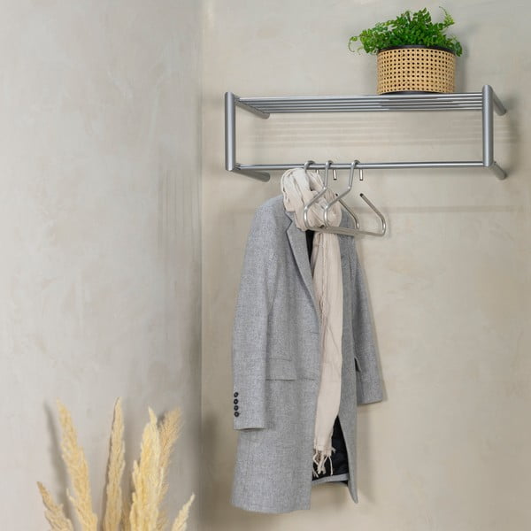 Ezüstszínű fém fali fogas polccal 80 cm Smooth – Spinder Design-image-3