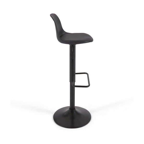 Matt fekete bőrutánzat állítható magasságú bárszék (ülésmagasság 60 cm) Orlando-T – Kave Home-image-3
