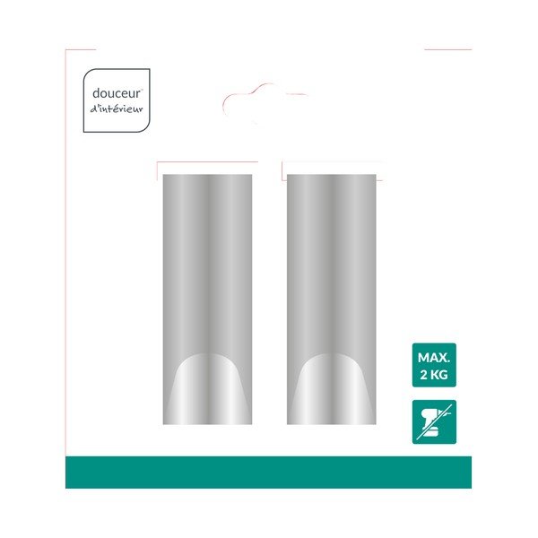 Fényes ezüstszínű függő fém akasztó szett 2 db-os Fixeo – douceur d'intérieur-image-1
