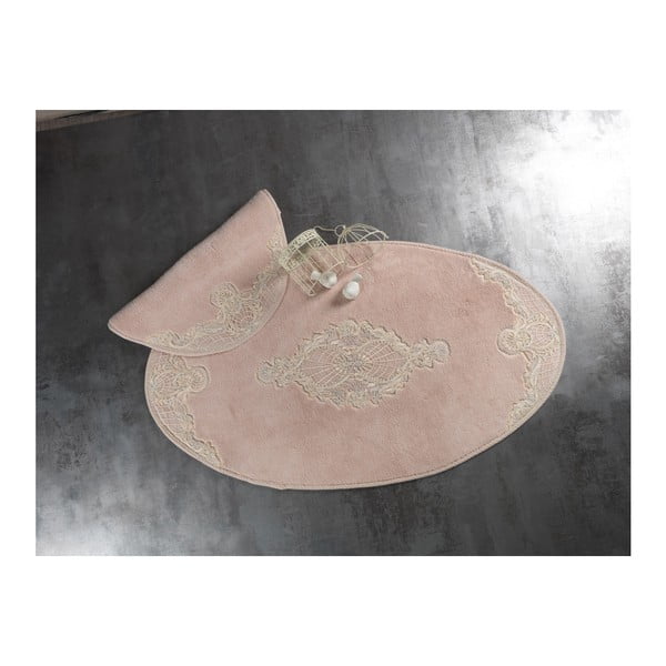 Elegant 2 részes világos rózsaszín pamut fürdőszobai szőnyeg - Confetti